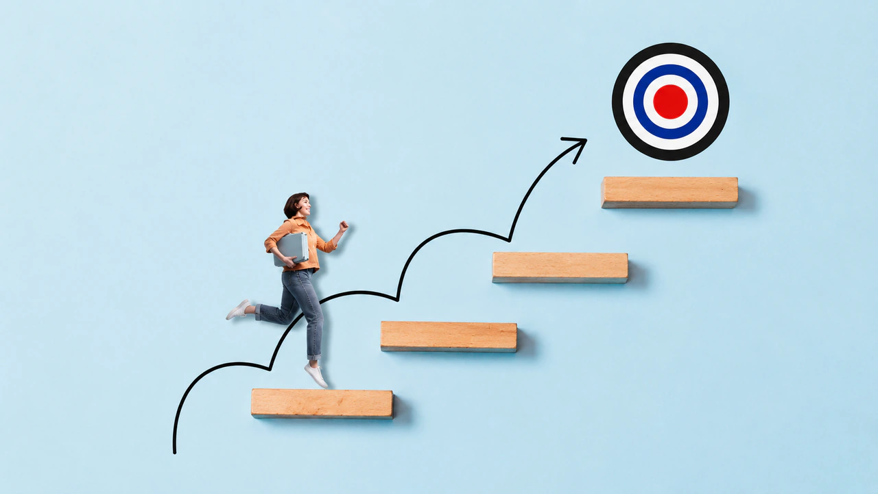 Illustration of climbing toward success and goals